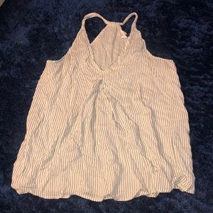 Gray & White Striped Flowy Tank